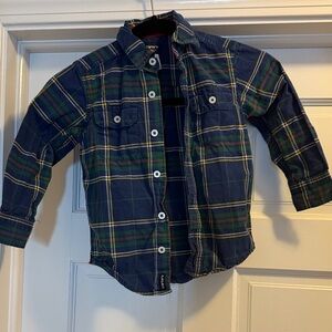 Carter's Navy and Green Plaid Button Down Shirt - Size 4